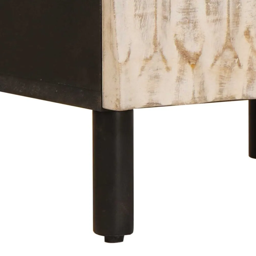 vidaXL Armario de Noche 40 x 33 x 46 cm Madera de mango maciza Acabado lavado Online