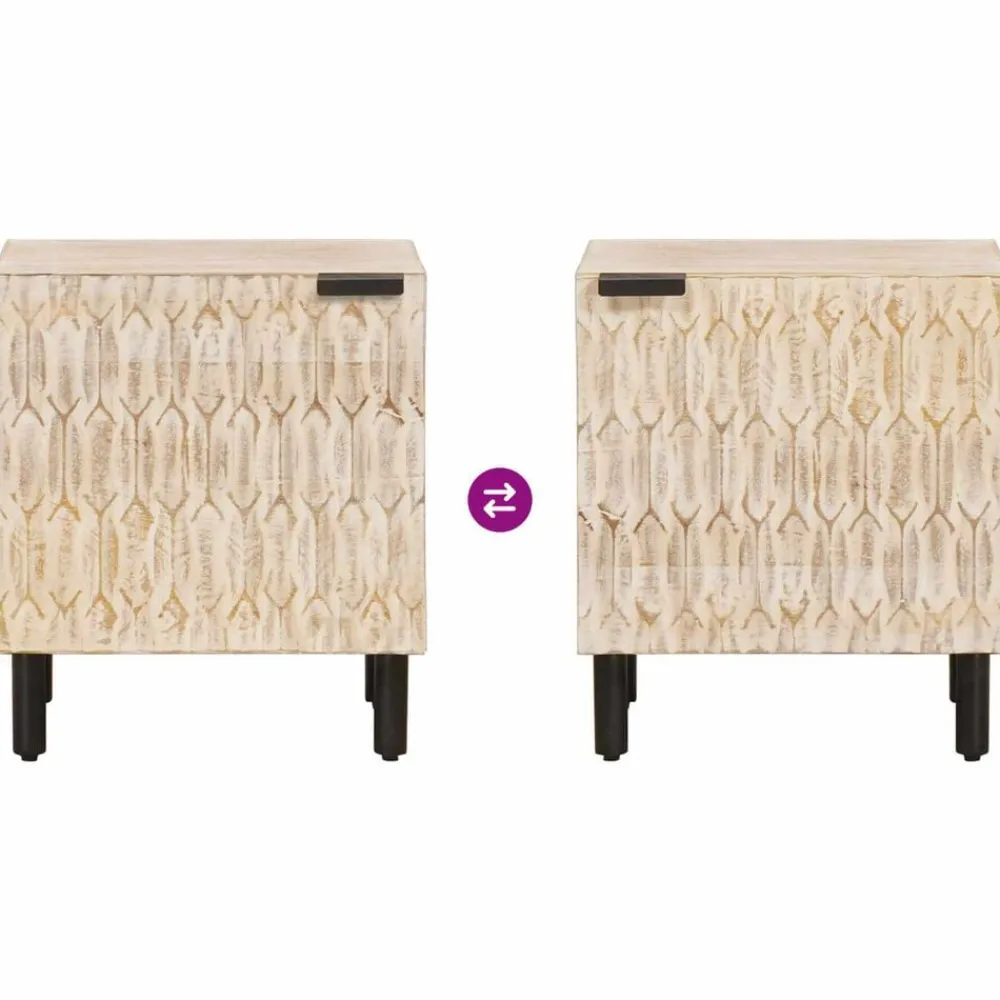vidaXL Armario de Noche 40 x 33 x 46 cm Madera de mango maciza Acabado lavado Online