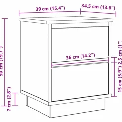 vidaXL Mesas-Armario de Noche 39 x 34,5 x 50 cm Madera de ingeniería