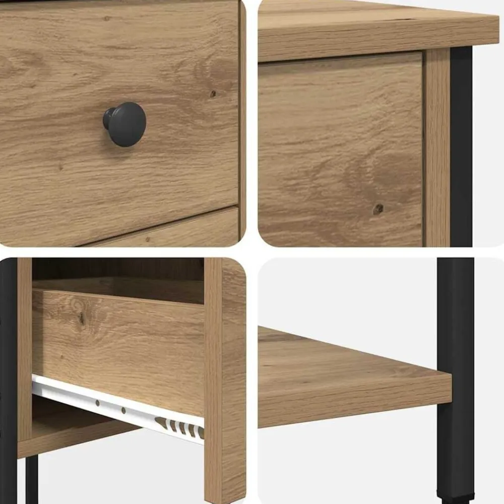 vidaXL Armario de Noche con cajón 32 x 42 x 70 cm Roble artisan Discount