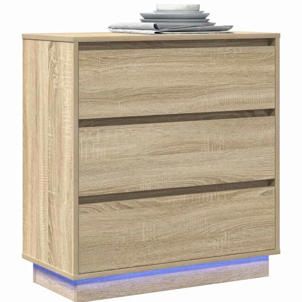 vidaXL Armario de Noche con cajón 71 x 34,5 x 75 cm Roble Sonoma Outlet