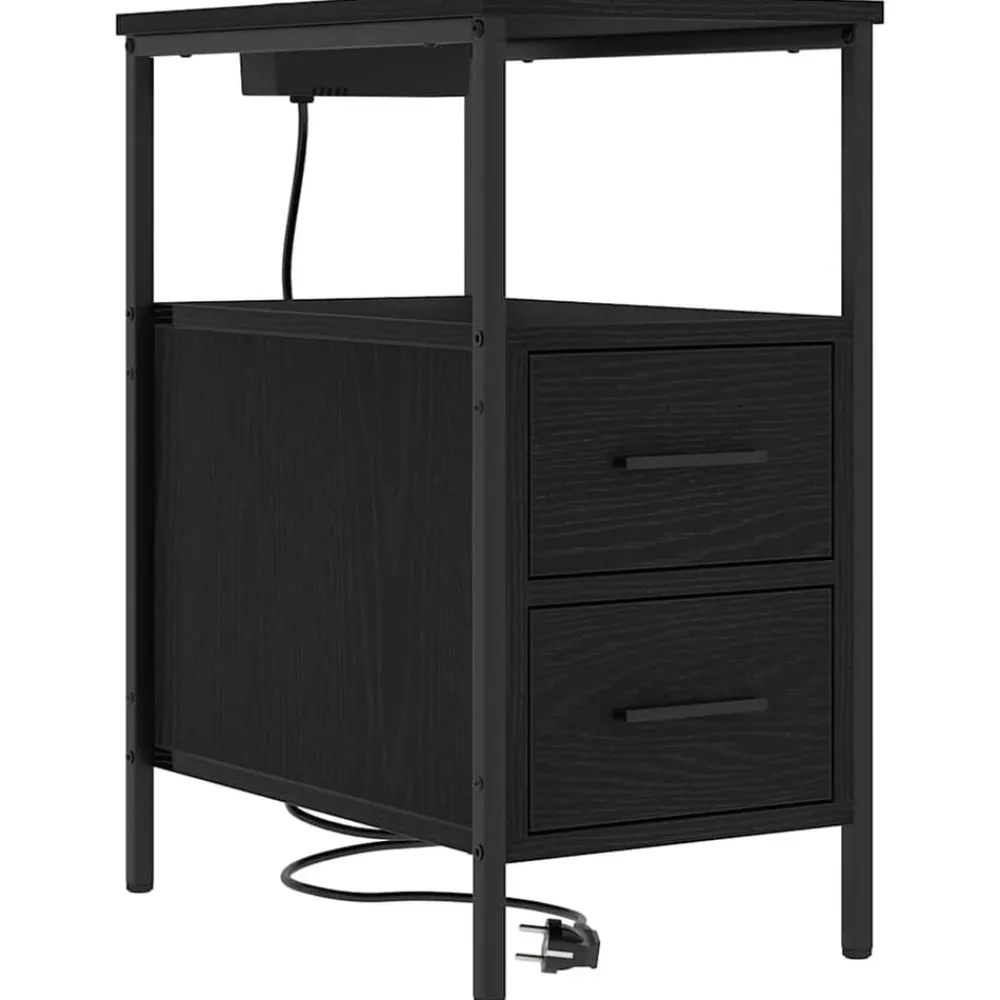 vidaXL Armario de Noche con cajón 30 x 48 x 61 cm Roble negro Best
