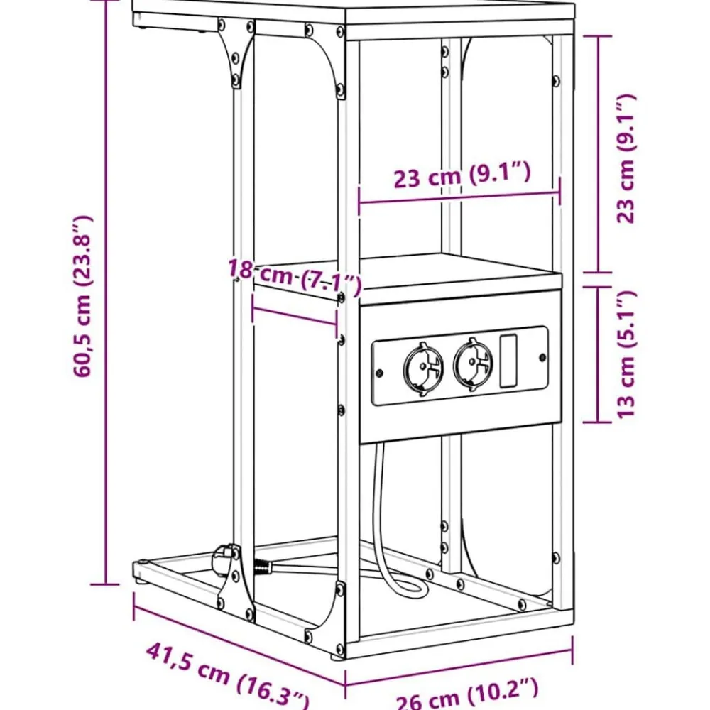 vidaXL Armario de Noche con cajón 41.5 x 26 x 60.5 cm Roble Sonoma Hot