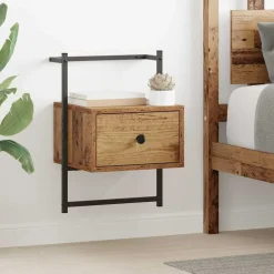 vidaXL Mesas-Armario de Noche con cajón Madera vieja 35 x 30 x 51 cm