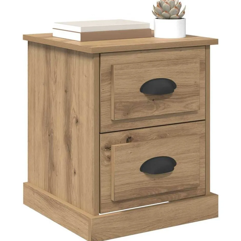 vidaXL Armario de Noche con cajón Roble artesanal 39 x 39 x 47.5 cm Roble artisan New