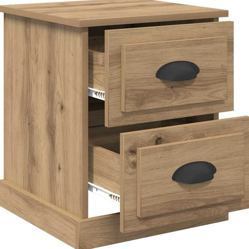 vidaXL Armario de Noche con cajón Roble artesanal 39 x 39 x 47.5 cm Roble artisan New