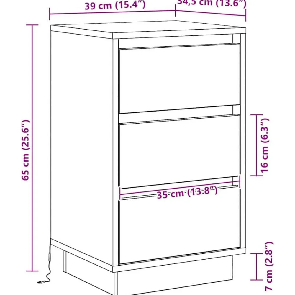 vidaXL Armario de Noche con cajón 39 x 34,5 x 65 cm Roble Sonoma Discount