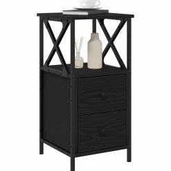 vidaXL Armario de Noche con cajón 34 x 35,5 x 70 cm Roble negro Clearance