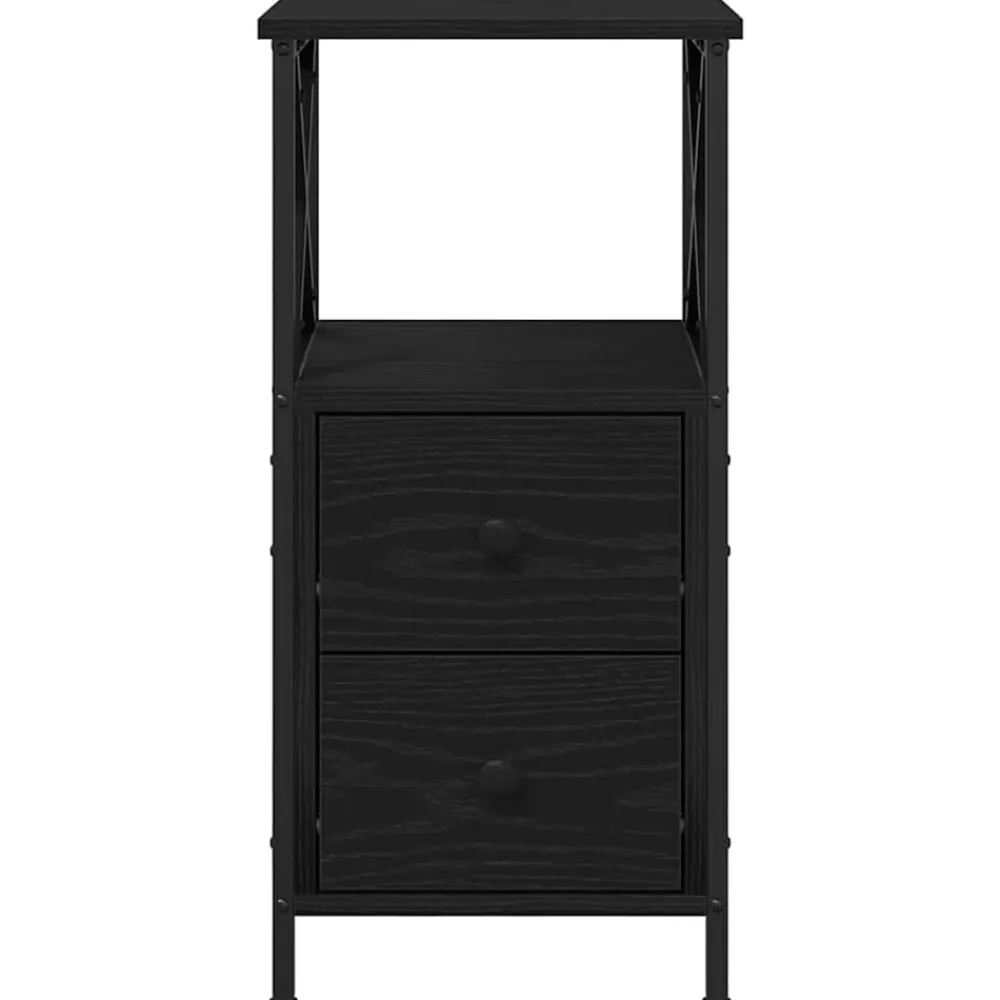vidaXL Armario de Noche con cajón 34 x 35,5 x 70 cm Roble negro Clearance