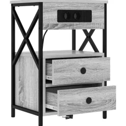 vidaXL Armario de Noche con cajón 40 x 31 x 60 cm Gris sonoma Discount