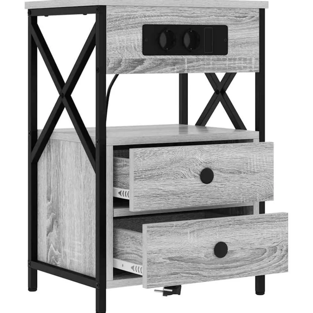 vidaXL Armario de Noche con cajón 40 x 31 x 60 cm Gris sonoma Discount