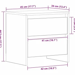 vidaXL Armario de Noche con cajón 45 x 34 x 44,5 cm Roble negro Outlet