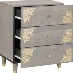 vidaXL Armario de Noche 50 x 33 x 62 cm Madera de mango maciza Gris Sale