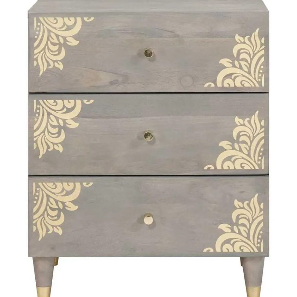 vidaXL Armario de Noche 50 x 33 x 62 cm Madera de mango maciza Gris Sale