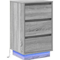 vidaXL Mesas-Armario de Noche Gris 39 x 34,5 x 65 cm Madera de ingeniería