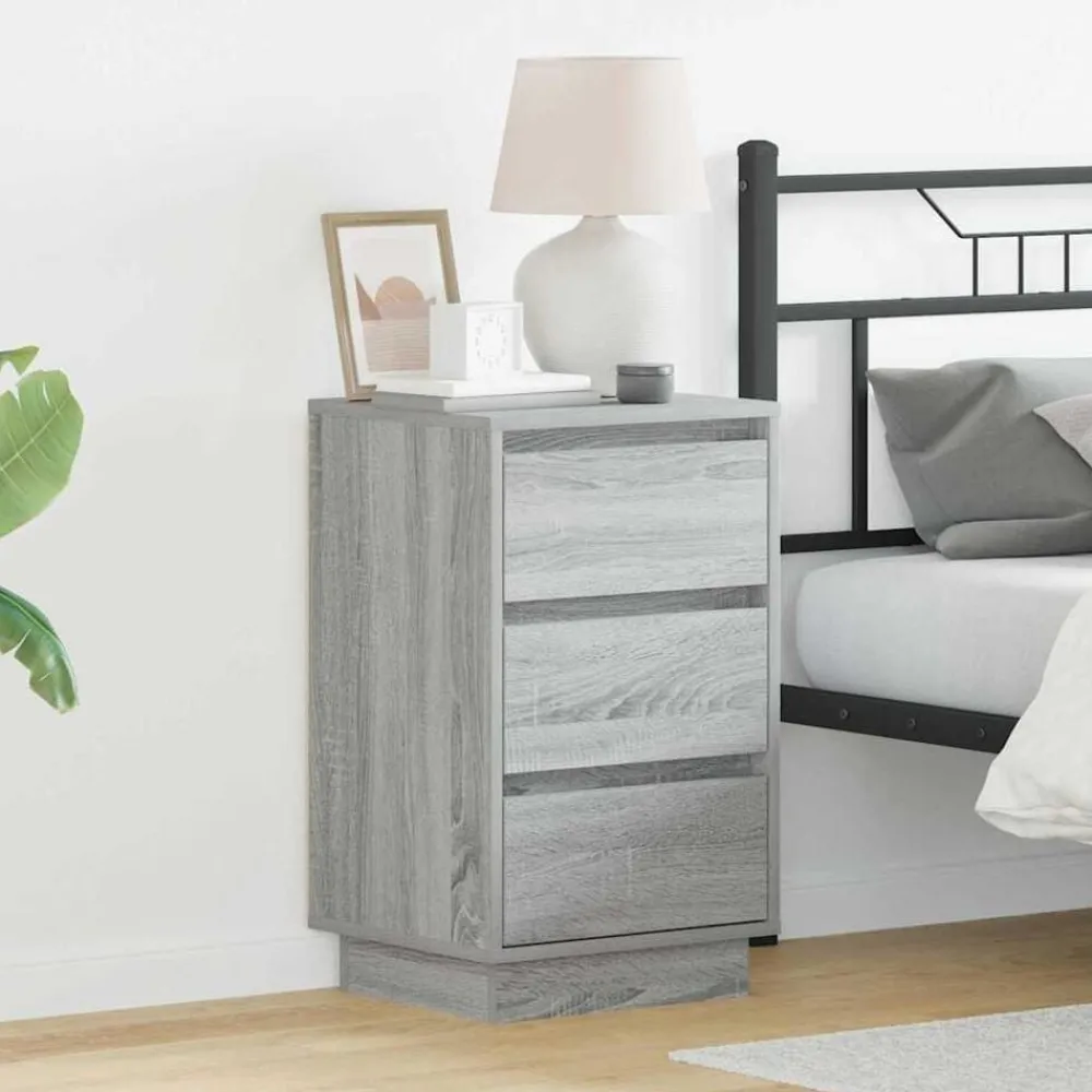 vidaXL Mesas-Armario de Noche Gris 39 x 34,5 x 65 cm Madera de ingeniería