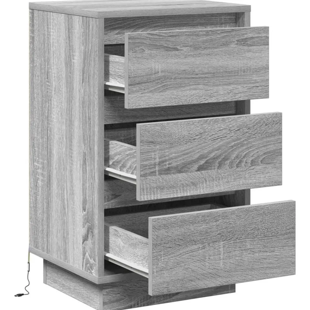 vidaXL Mesas-Armario de Noche Gris 39 x 34,5 x 65 cm Madera de ingeniería