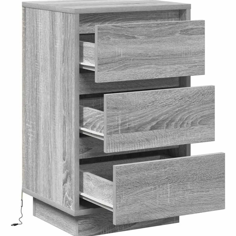 vidaXL Mesas-Armario de Noche Gris 39 x 34,5 x 65 cm Madera de ingeniería