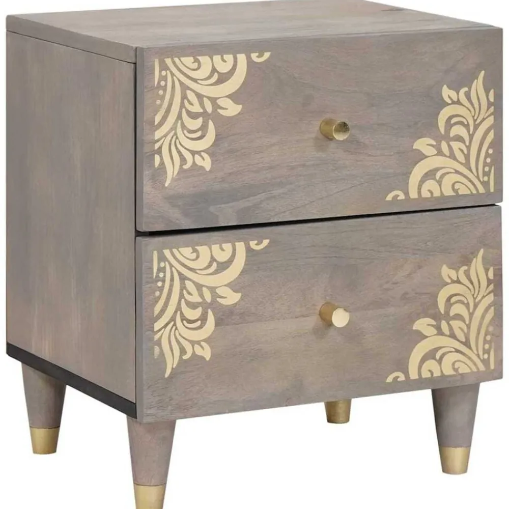 vidaXL Mesas-Armario de Noche 40 x 33 x 46 cm Madera de mango maciza