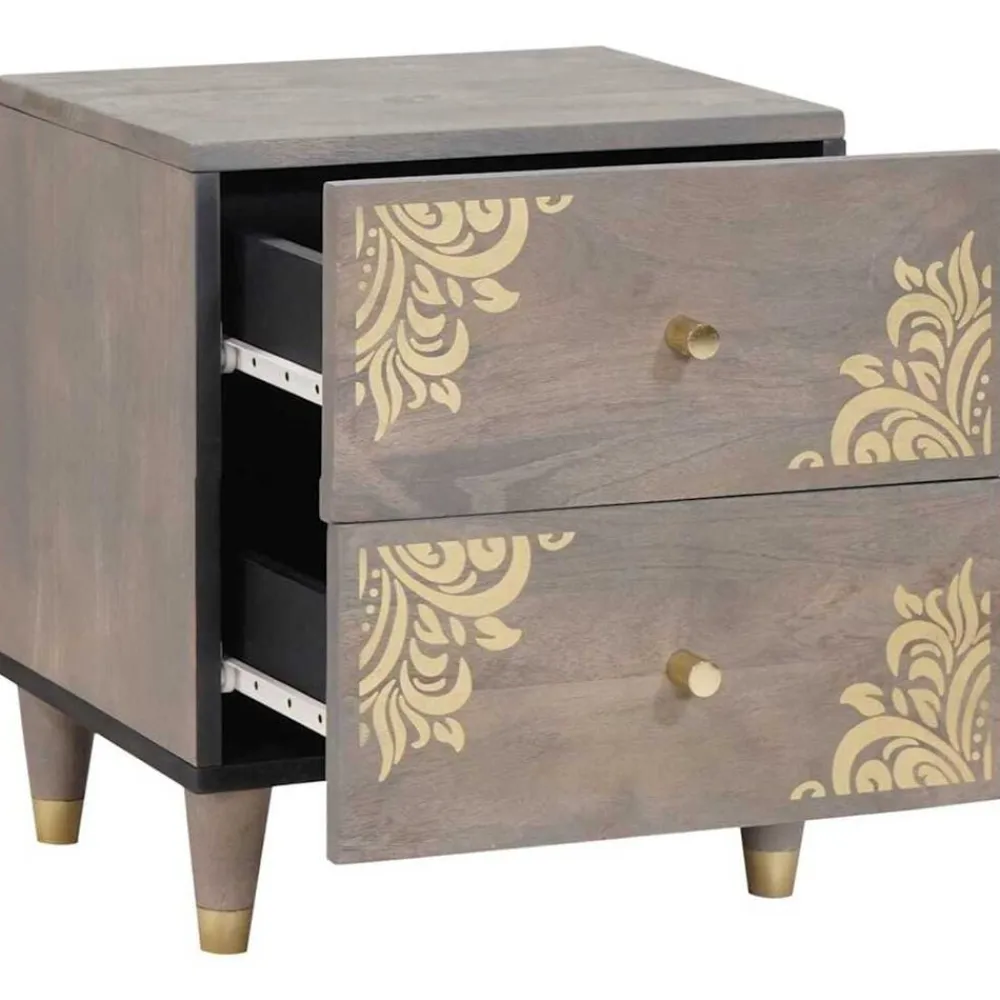 vidaXL Mesas-Armario de Noche 40 x 33 x 46 cm Madera de mango maciza