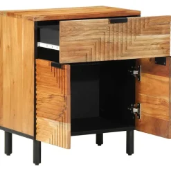 vidaXL Mesas-Armario de Noche Marrón 50 x 33 x 60 cm Madera maciza de Acacia