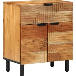 vidaXL Mesas-Armario de Noche Marrón 50 x 33 x 60 cm Madera maciza de Acacia