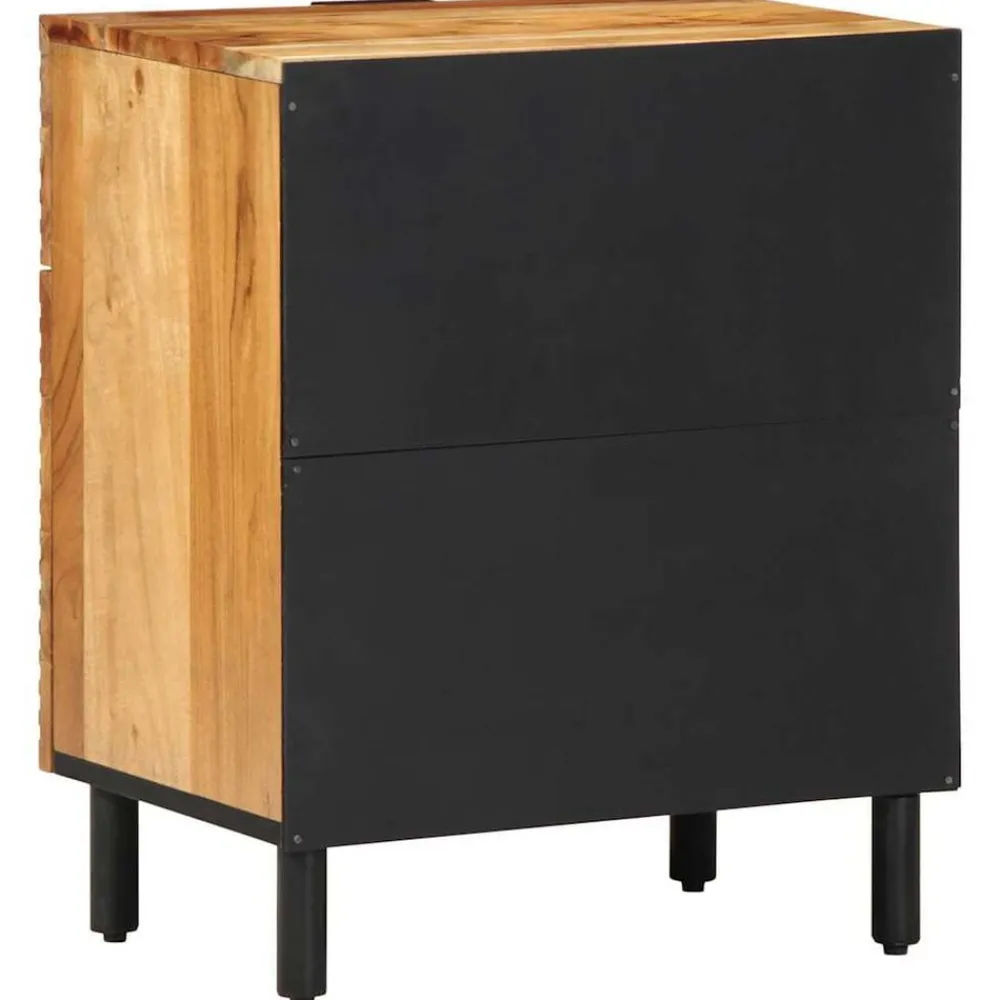 vidaXL Mesas-Armario de Noche Marrón 50 x 33 x 60 cm Madera maciza de Acacia