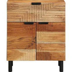 vidaXL Mesas-Armario de Noche Marrón 50 x 33 x 60 cm Madera maciza de Acacia
