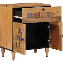 vidaXL Armario de Noche 50 x 33 x 60 cm Madera de mango maciza Natural Clearance