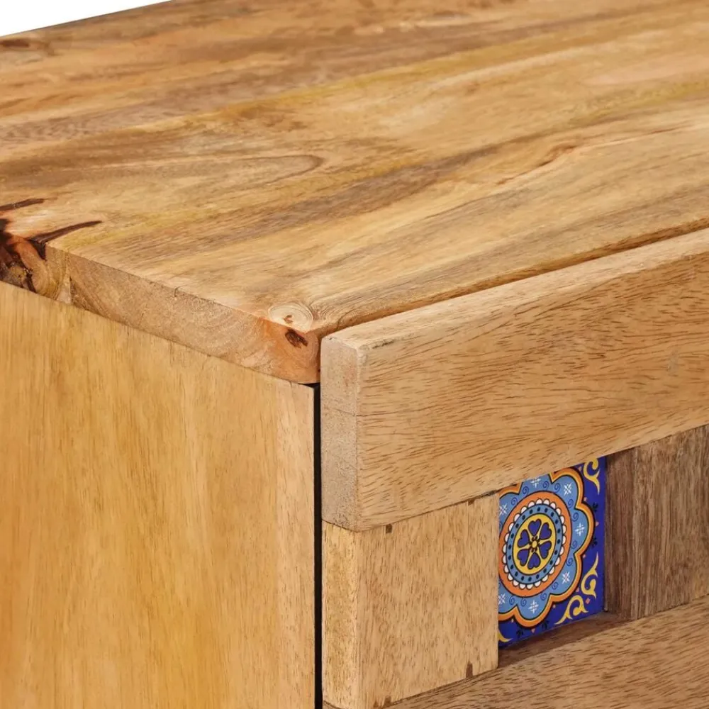 vidaXL Armario de Noche 50 x 33 x 60 cm Madera de mango maciza Natural Clearance