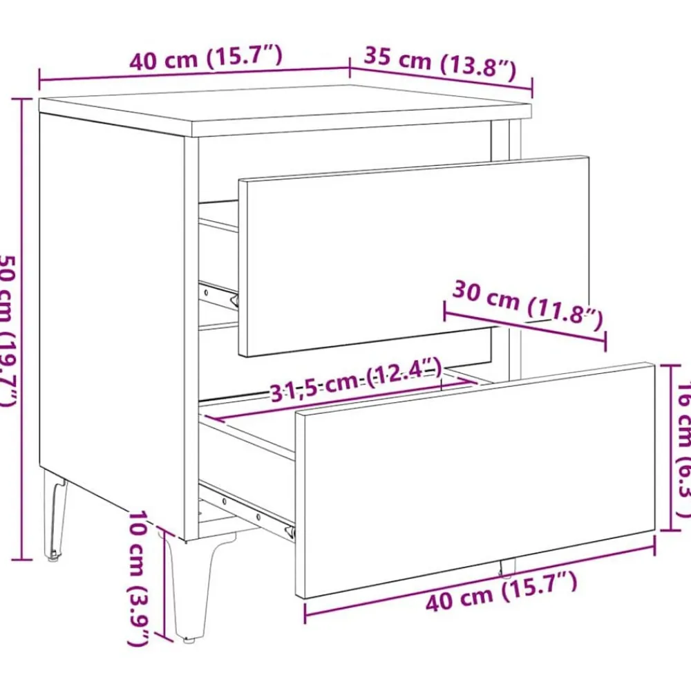vidaXL Armario de Noche 40 x 35 x 50 cm Roble artisan Outlet