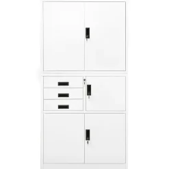 vidaXL Armario de oficina de acero 90x40x180 cm Blanco Sale