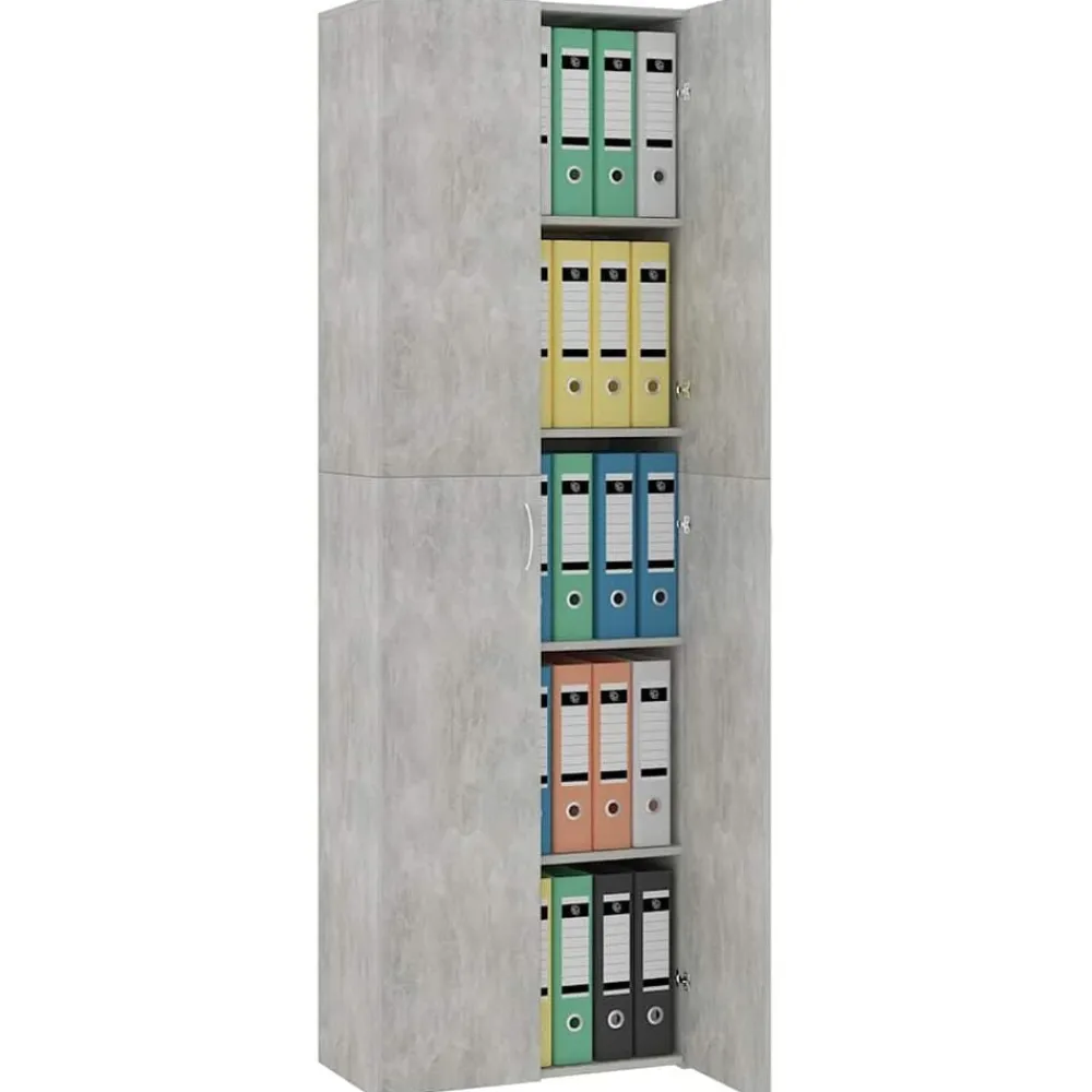 vidaXL Armario de oficina de contrachapado gris hormigón 60x32x190 cm Gris hormigón Online