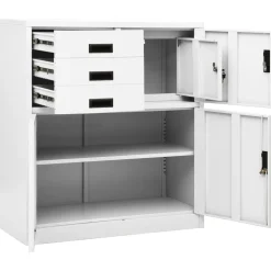 vidaXL Armario de oficina de acero 90x40x102 cm Blanco Outlet