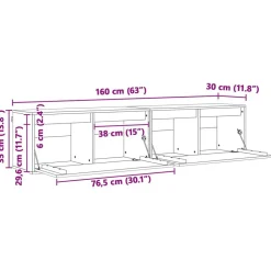 vidaXL Armario de Pared con estante 2 pcs Marrón cera 80 x 30 x 35 cm Marrón cera Outlet