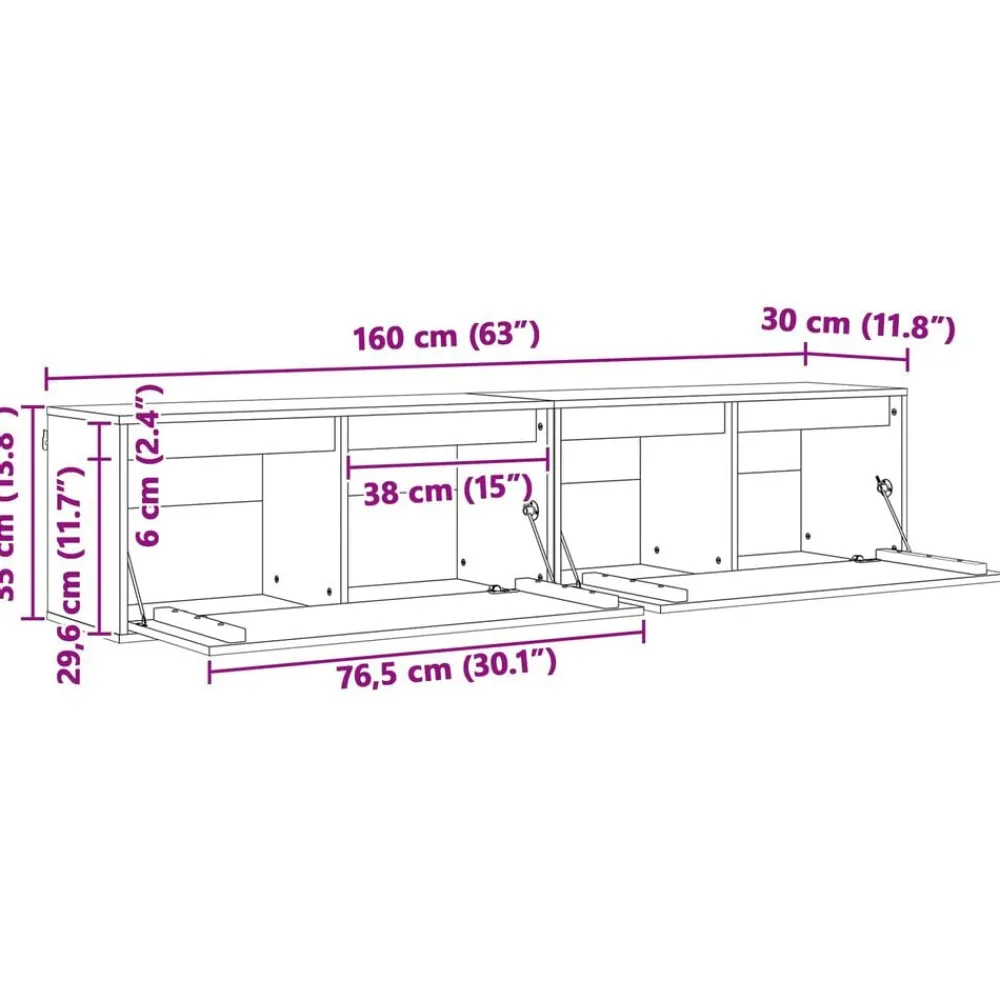 vidaXL Armario de Pared con estante 2 pcs Marrón cera 80 x 30 x 35 cm Marrón cera Outlet