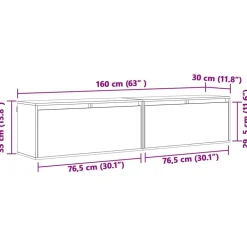 vidaXL Armario de Pared con estante 2 pcs Marrón cera 80 x 30 x 35 cm Marrón cera Outlet