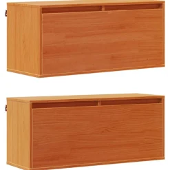 vidaXL Armario de Pared con estante 2 pcs Marrón cera 80 x 30 x 35 cm Marrón cera Outlet