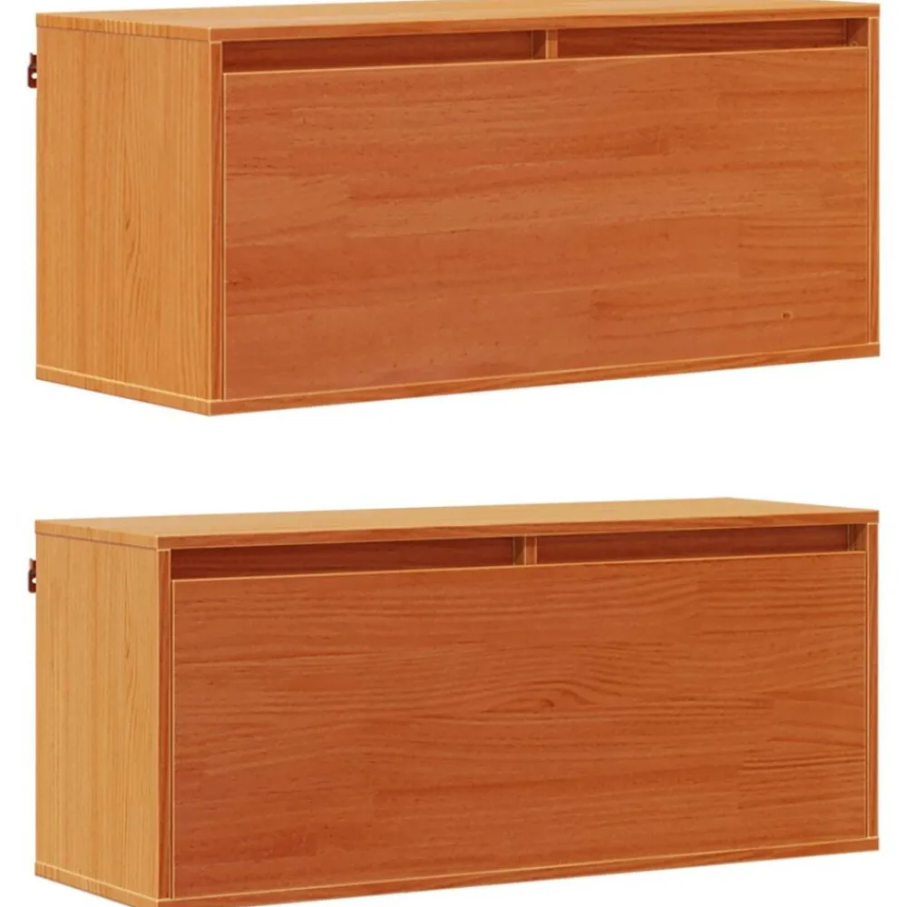 vidaXL Armario de Pared con estante 2 pcs Marrón cera 80 x 30 x 35 cm Marrón cera Outlet