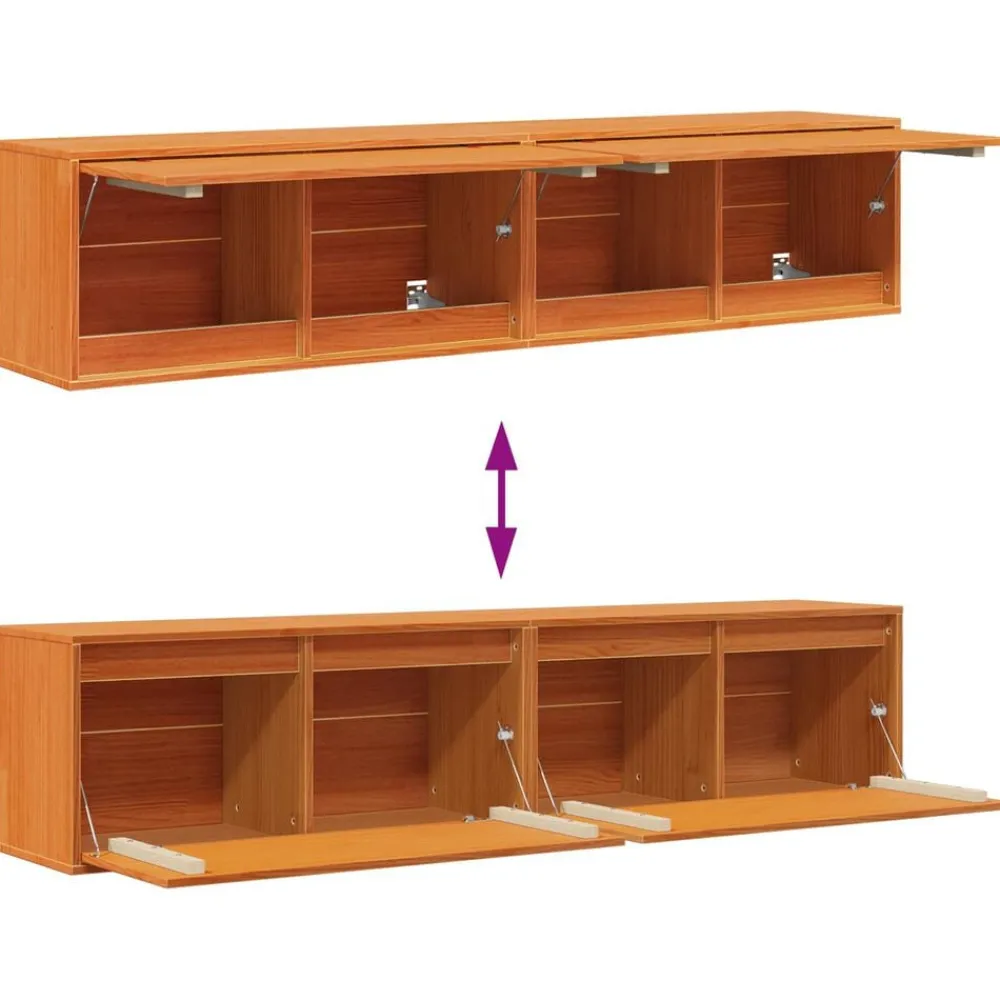 vidaXL Armario de Pared con estante 2 pcs Marrón cera 80 x 30 x 35 cm Marrón cera Outlet