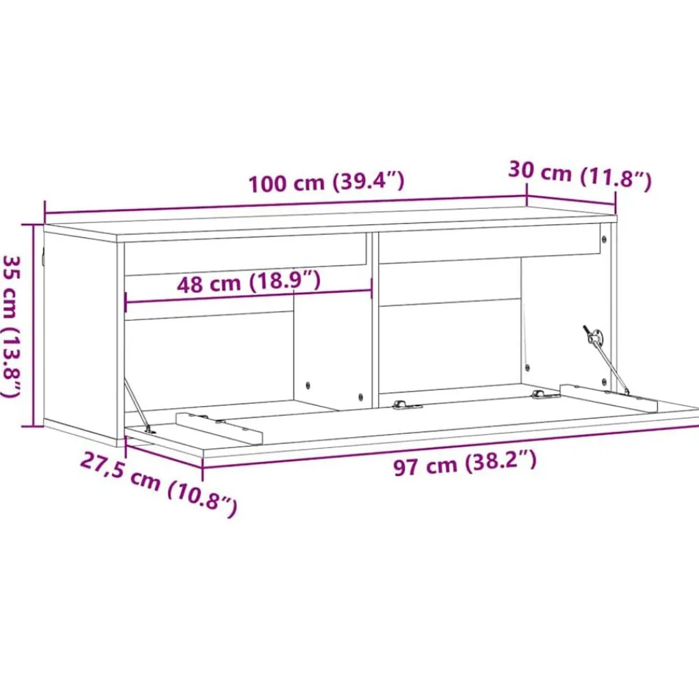 vidaXL Armario de Pared con estante Marrón cera 100 x 30 x 35 cm Marrón cera Hot
