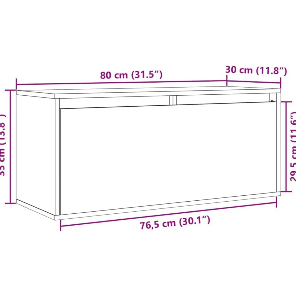 vidaXL Estanterías-Armario de pared de madera maciza de pino 80x30x35 cm