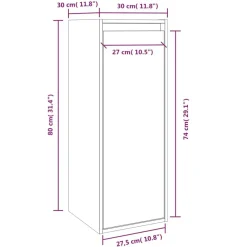 vidaXL Estanterías-Armario de pared de madera maciza de pino 30x30x80 cm