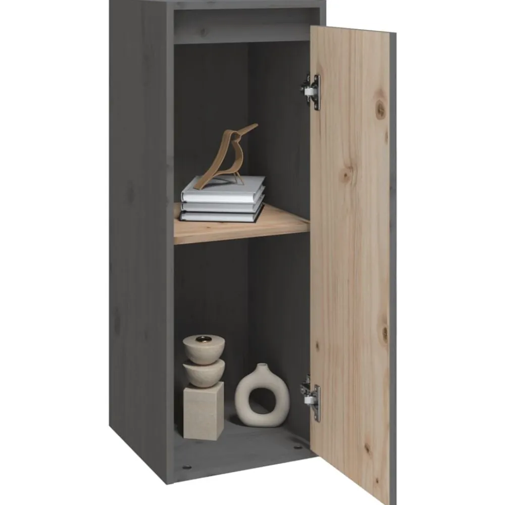 vidaXL Armario de pared de madera maciza de pino 30x30x80 cm Gris Best