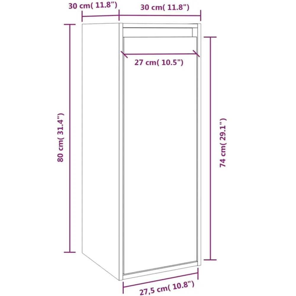 vidaXL Armario de pared de madera maciza de pino 30x30x80 cm Gris Best