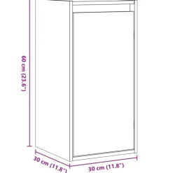 vidaXL Armario de pared de madera maciza de pino 30x30x60 cm Natural Clearance