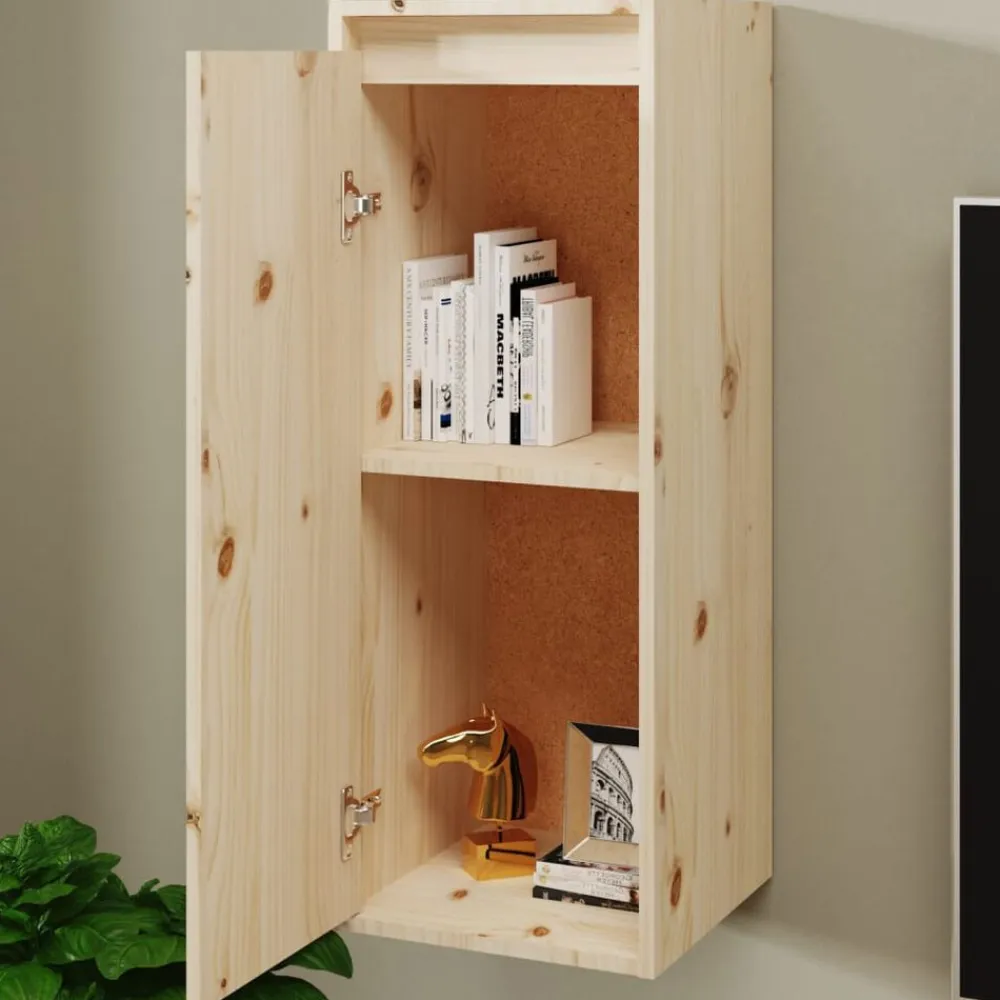 vidaXL Estanterías-Armario de pared de madera maciza de pino 30x30x80 cm