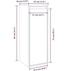 vidaXL Estanterías-Armario de pared de madera maciza de pino 30x30x80 cm