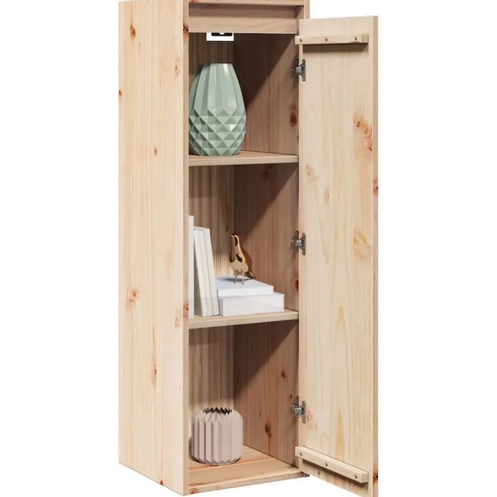 vidaXL Estanterías-Armario de pared de madera maciza de pino 30x30x100 cm