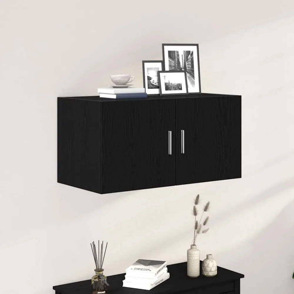 vidaXL Armario de pared de madera ingeniería 80x39x40 cm Roble negro Online